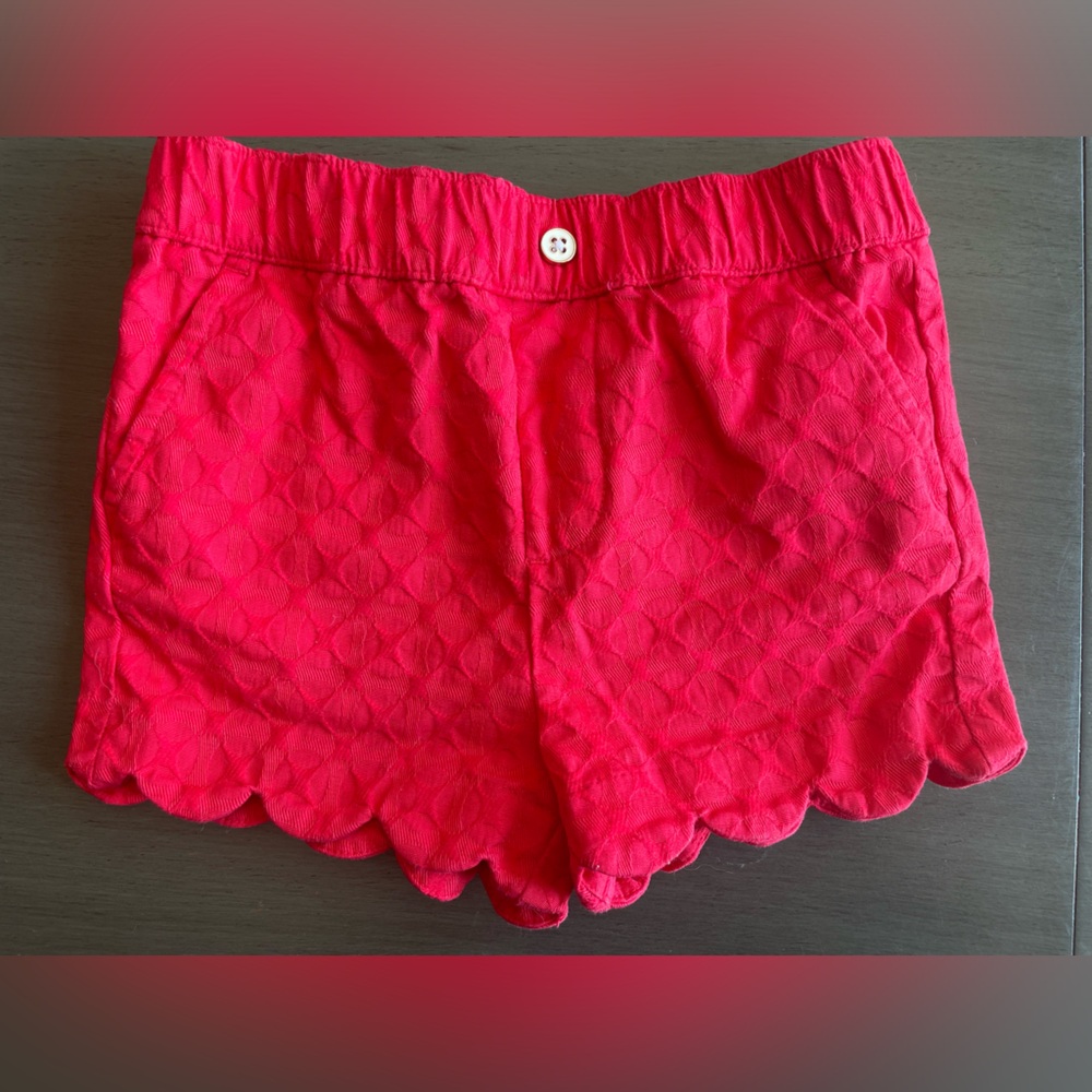 3/$30 Girls Size 2T Crown & Ivy Red Scalloped Edge Cotton Spandex Blend Shorts